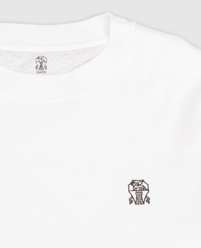 Brunello Cucinelli White T-shirt with embroidered emblem B0B13T704B