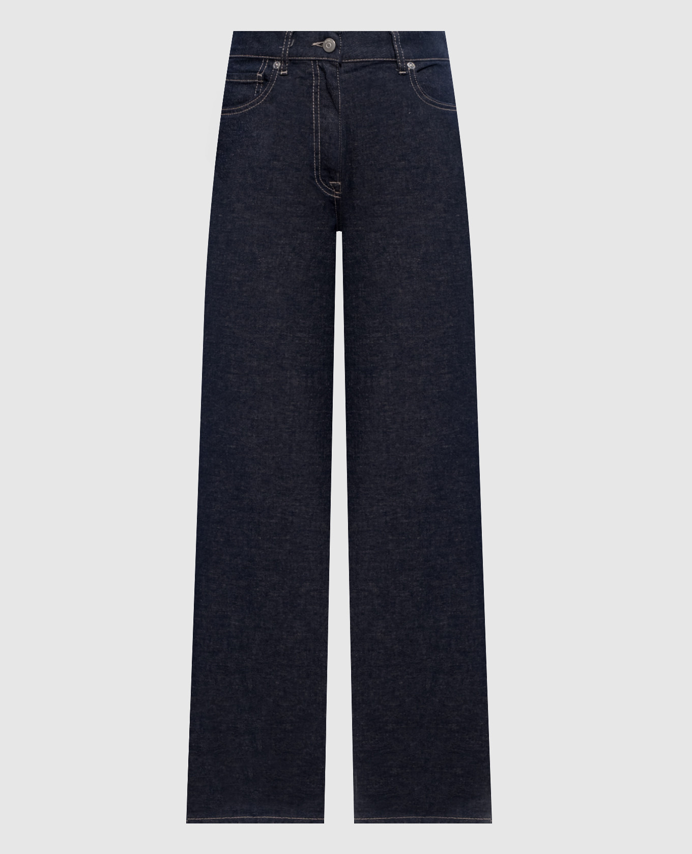 Jeans blu con lino