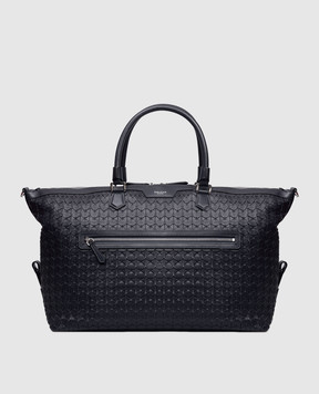 Serapian Blue leather travel bag with braiding SRMOSMTR707545Y021