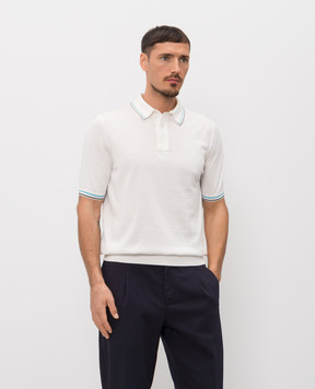 ISAIA White polo shirt with embroidered emblem MG8467Y0542