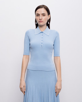 Simkhai Secily blue ribbed polo shirt 2262019K