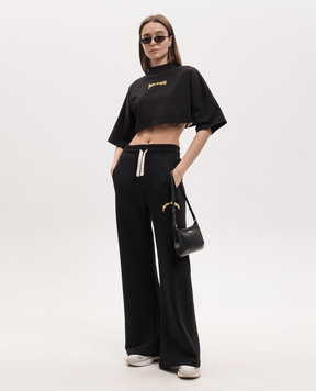 Palm Angels Black sweatpants with logo print PWCH029S26FLE003
