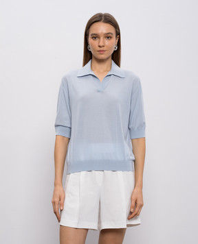 Agnona Blue wool polo shirt K3110660B180P