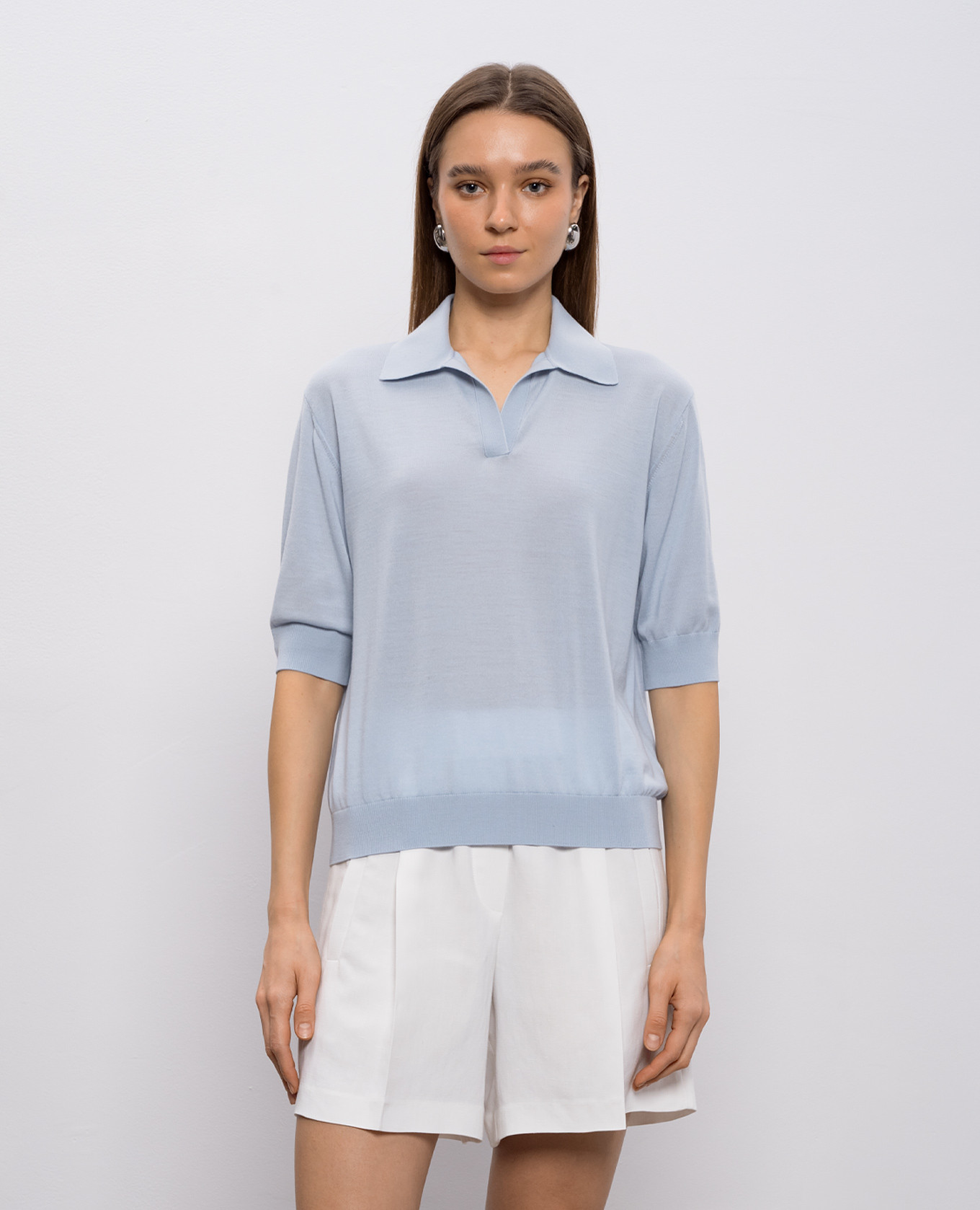 

Blue wool polo shirt Agnona, Light blue