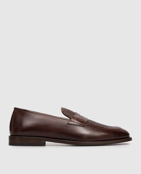 Brunello Cucinelli Brown leather loafers with weaving MZURNTB745