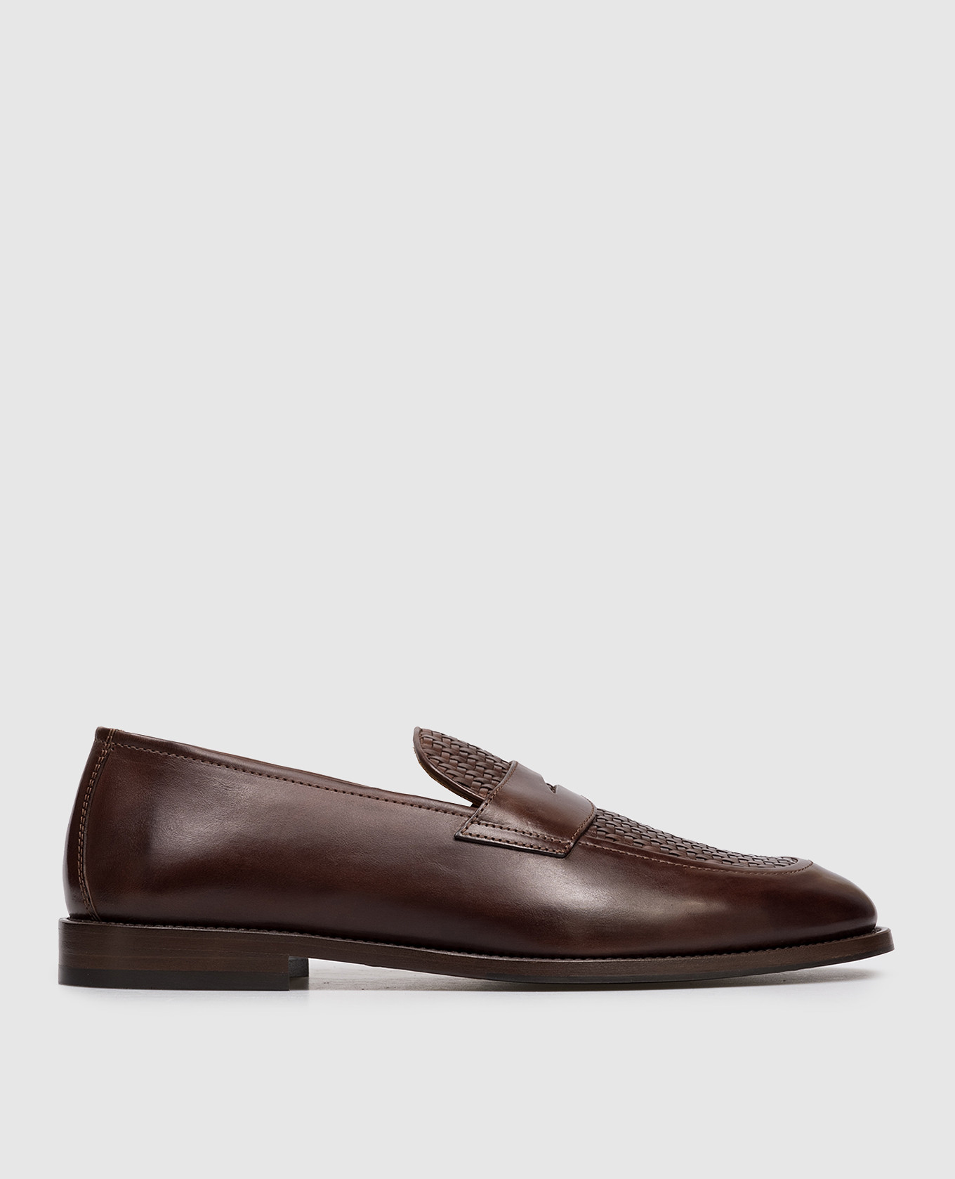 

Brown leather loafers with weaving Brunello Cucinelli