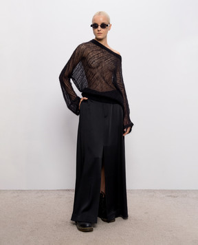 Ann Demeulemeester Christabel Black Openwork Bias Cut Mohair and Silk Sweater B0014335KN069