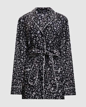 Dolce&Gabbana Black silk pajama-style blouse F5I89TIS1X1