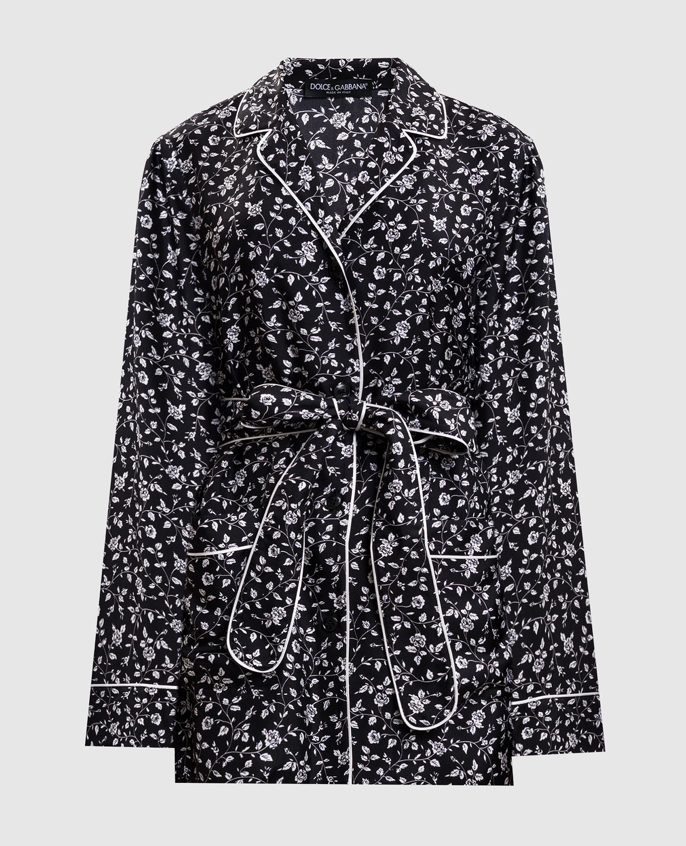 Schwarze Seidenbluse im Pyjama-Stil