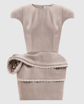 Magda Butrym Beige linen mini dress with accent shoulders DRESS52328726