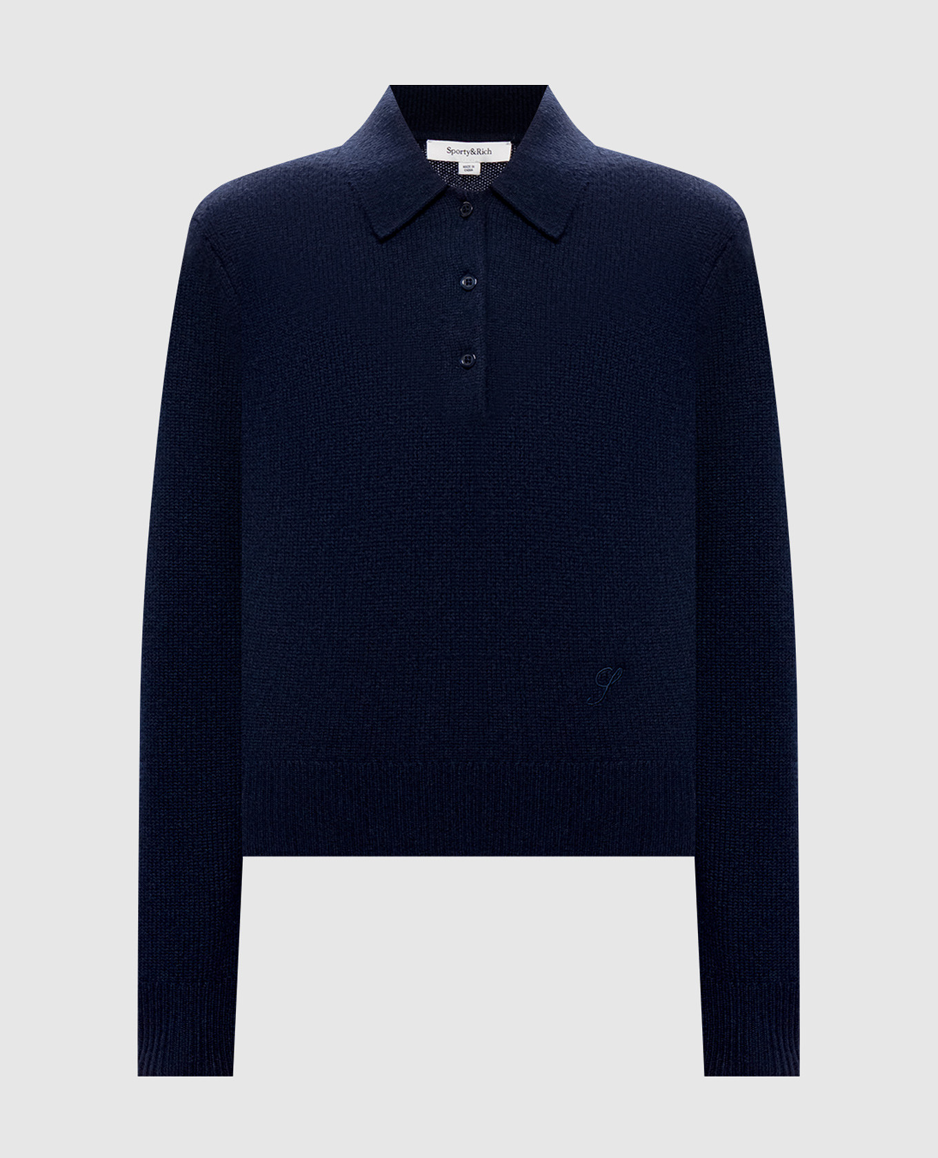 Blue cashmere and wool polo shirt