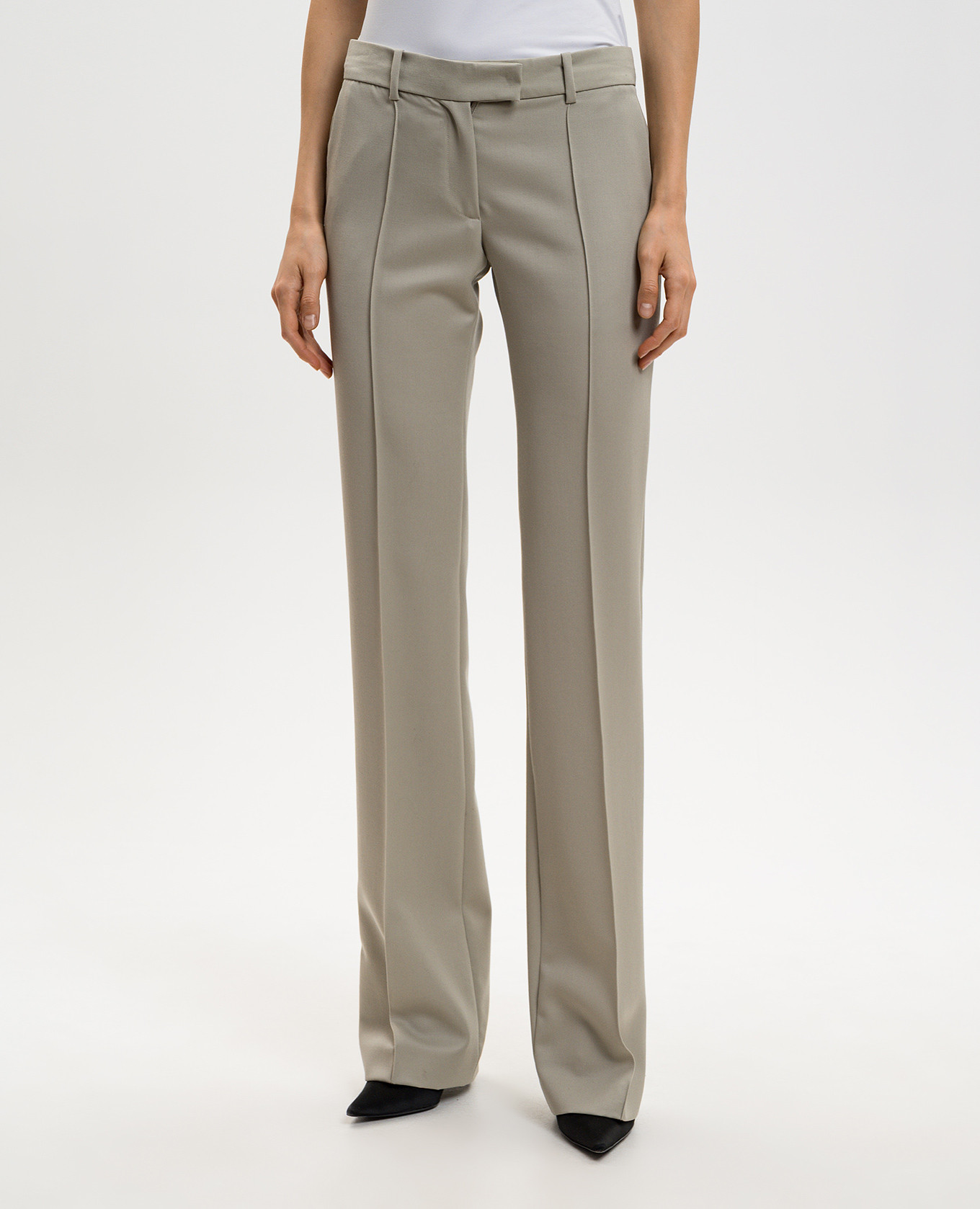 Khaki wool flared pants The Attico 3
