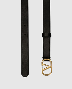 Valentino Black leather belt with emblem 8W2T0SM7IYR
