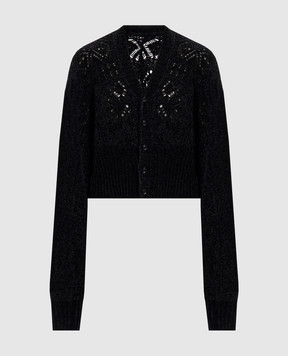 Y`S Yamamoto Black cardigan with openwork pattern YVK09683
