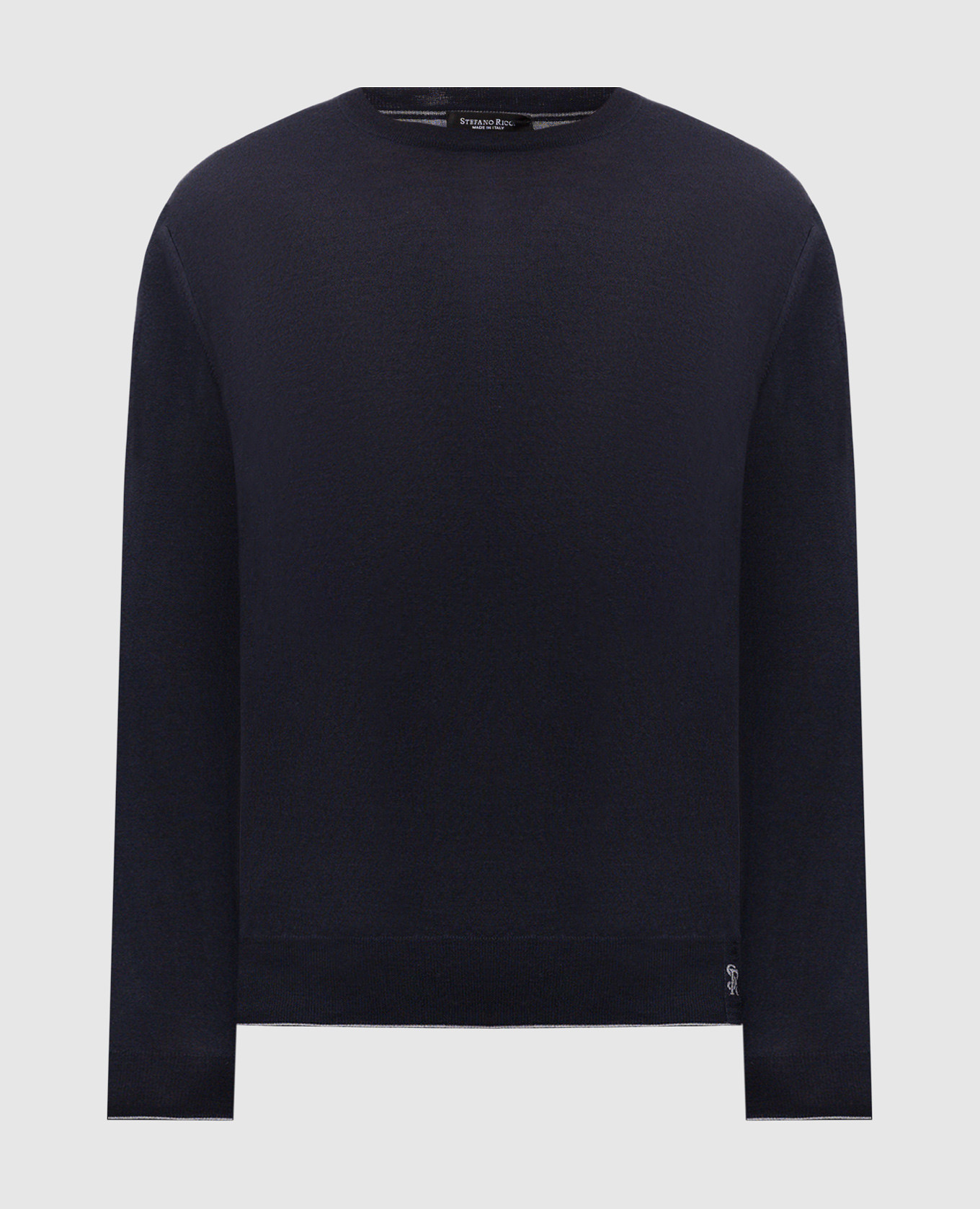 Blue wool, silk and cashmere jumper