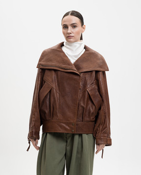 Balmain Brown leather jacket GF0TD230LE37