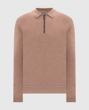 Canali Beige wool and cashmere jumper with polo collar MK02547C1237