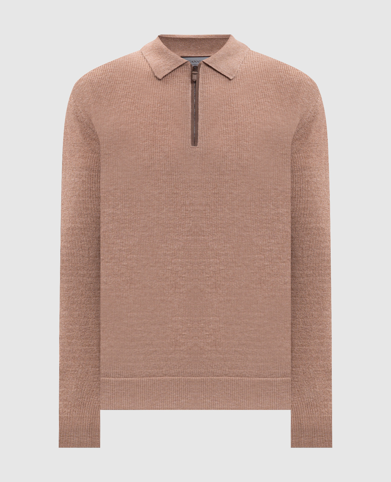 Beige wool and cashmere jumper with polo collar