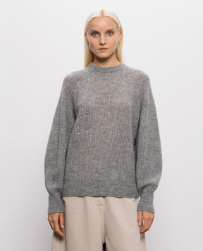 Brunello Cucinelli Gray sweater with sequins MPG737800