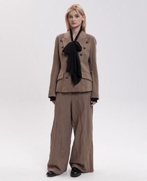 Masnada Brown double-breasted jacket with wool 8121