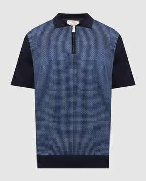 Enrico Mandelli Blue polo shirt with patterned silk 1K024A5703