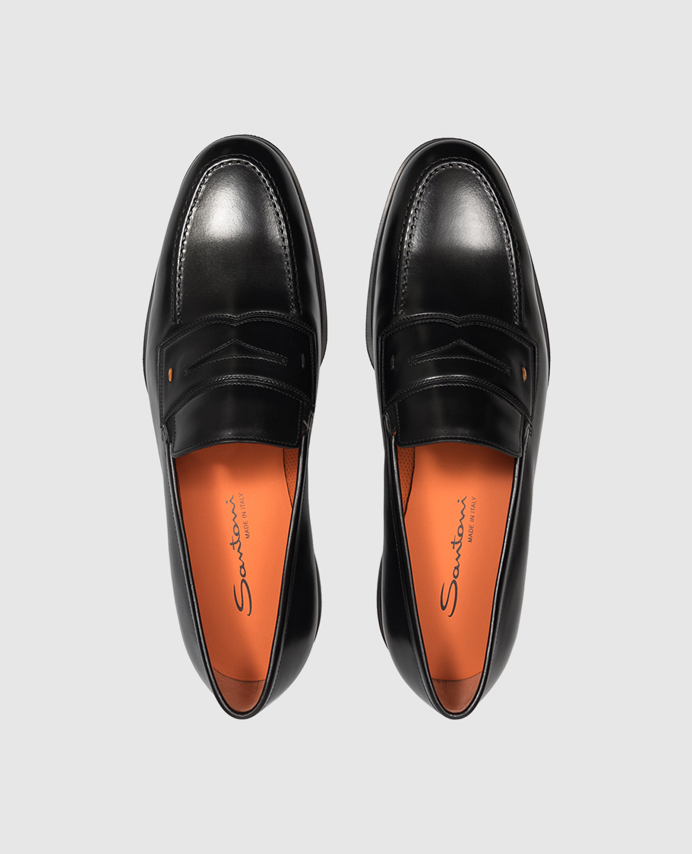 Black leather loafers Santoni 4