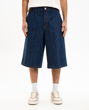 Ami Paris Blue denim shorts with logo patch HSO837DE0122