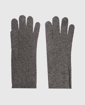 Brunello Cucinelli Gray cashmere gloves with monil chain M12147189