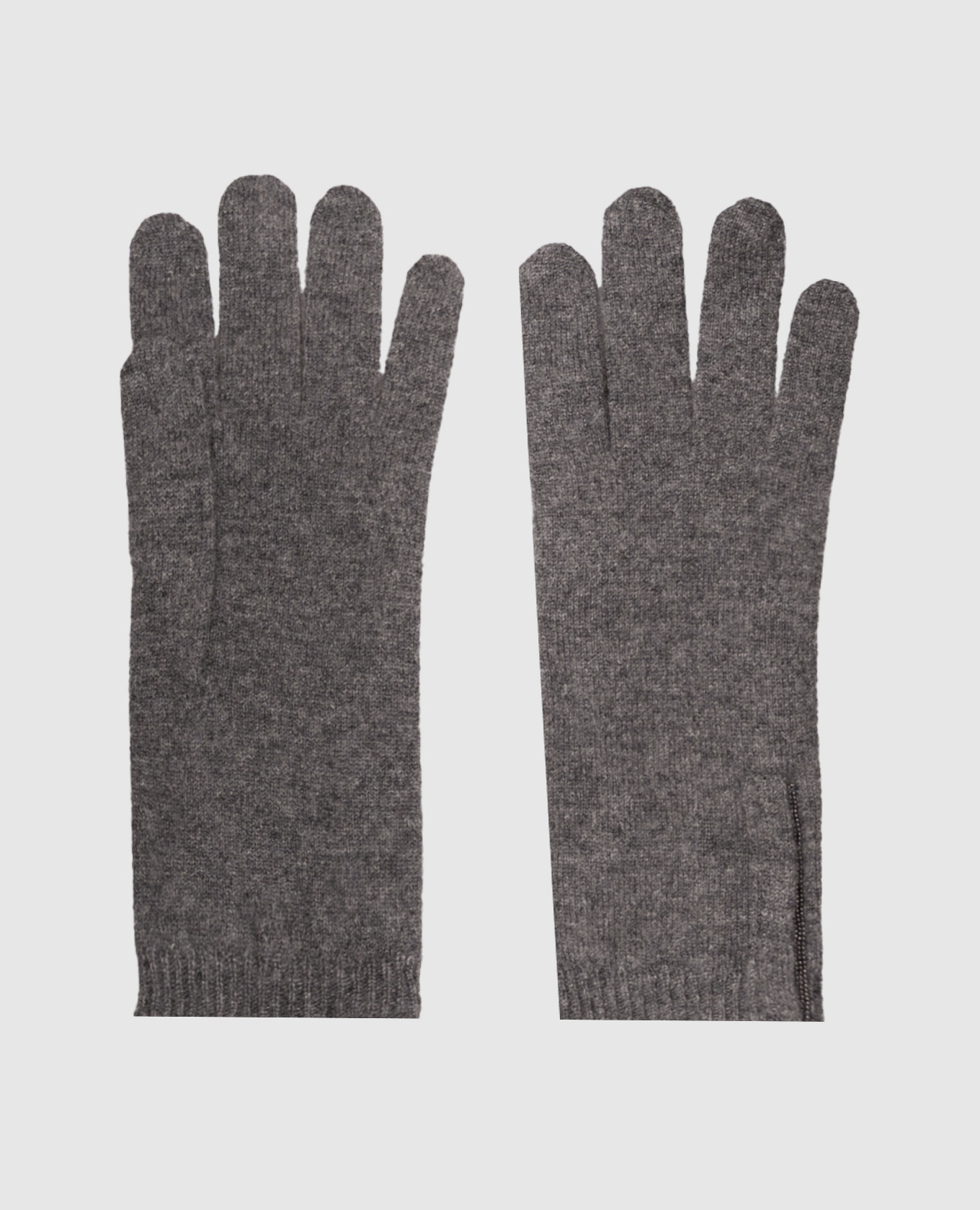 Gray cashmere gloves with monil chain