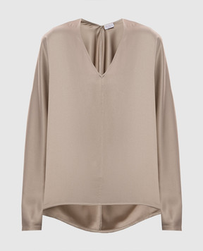 Brunello Cucinelli Beige silk blouse MB179DI702