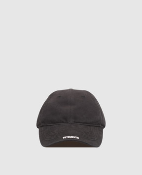Vetements Black cap with logo embroidery UE76CA324Bm