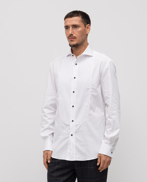 Brunello Cucinelli Sea Island White Tuxedo Shirt MR620S1887