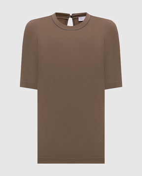 Brunello Cucinelli Brown top with monil chain MPTC8BJ310