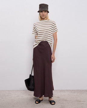 Brunello Cucinelli White striped wool and cashmere T-shirt M14854100
