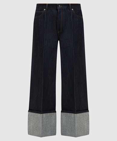 Dark blue jeans with cuffs