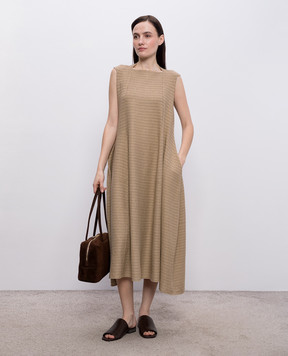 BOBOUTIC Brown silk and linen midi dress 5022