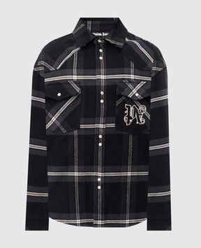Palm Angels Black checkered shirt PMES023R24FAB001