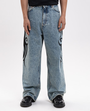 Vetements Blue jeans with print MH27DJ089LB