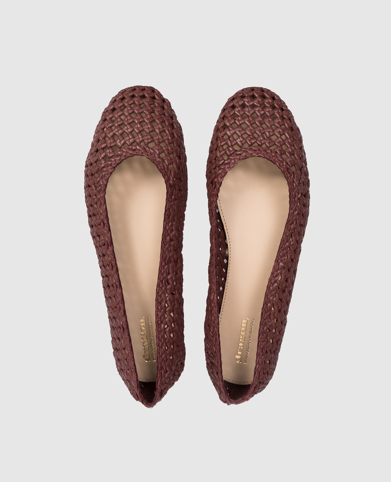 

Burgundy leather braided ballet flats Dragon
