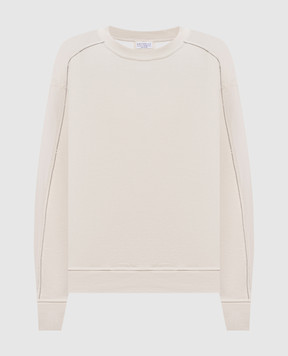 Brunello Cucinelli Ivory sweatshirt with monil chain MN05NB2R00