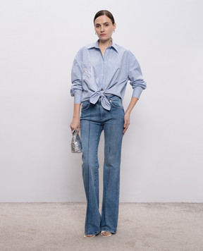 Max & Co CANNETI blue striped shirt with floral applique MCOCANNETI