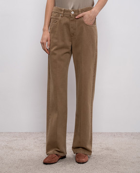 Brunello Cucinelli Brown jeans with logo patch M0H81P5568