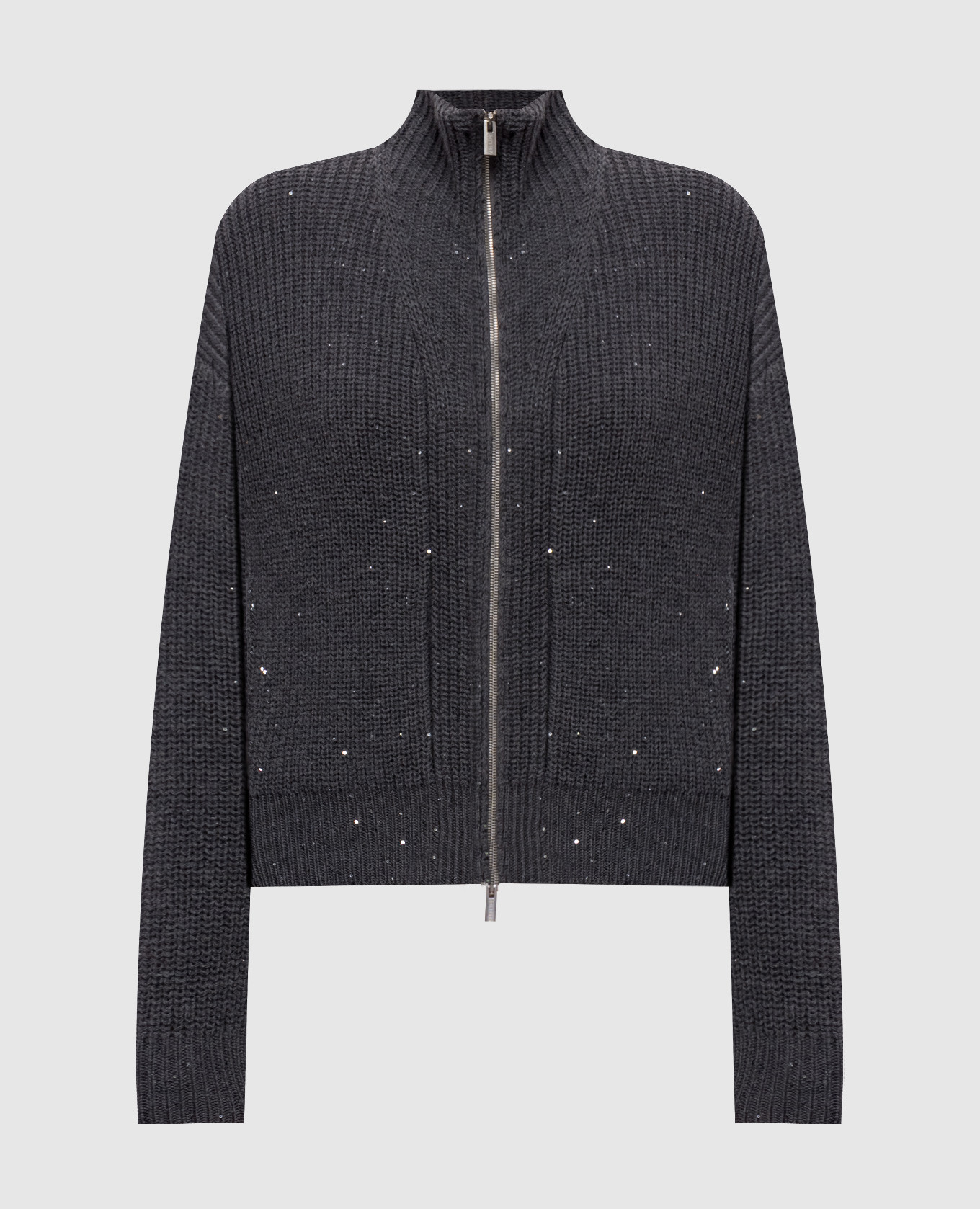 Gray wool cardigan with sequins