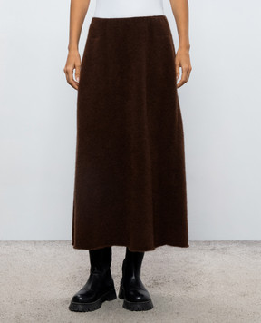 BOBOUTIC Brown midi skirt with wool 5153
