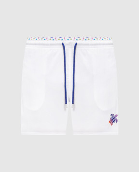 Vilebrequin Ronde des Tortues white swim shorts with embroidered logo MOKEA239