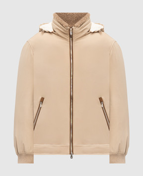 Brunello Cucinelli Beige down jacket with fur MV4061606