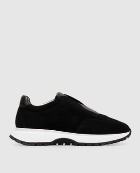 Doucal's Black suede sneakers with monil chain DD8937LYSAPF878