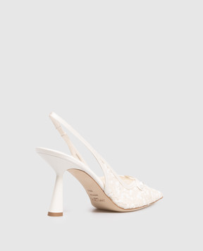 Jimmy Choo White Amita 85 slingbacks with glitter AMITA85ZAQ
