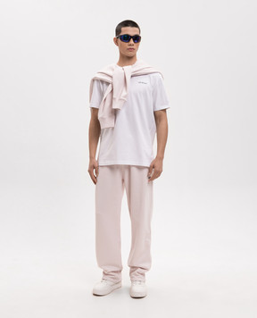Off-White Pink hoodie with Paint Arrow logo 44MBB085S26F00J