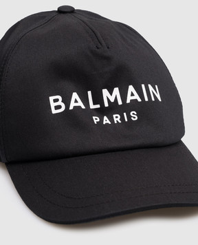 Balmain Children's black cap with logo print BX0P17Z1053